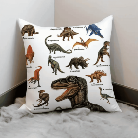Wild Dinosaur Pillow Cover - Animal Dinosaur Pillowcase Tyrannosaurus Rex Brachiosaurus Dinosaur Pillowcase Square 18x18 Suitable For Boys' Room Home