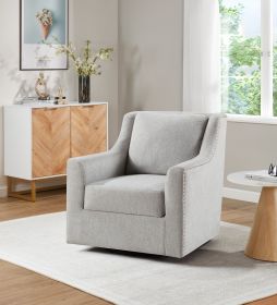 60Â°Swivel Accent Chair, Lounge Sofa with Nail Trim, Living Room Chairs,Bedroom Chair, Vanity Chair, Nursery Glider, Swivel Barrel Chair