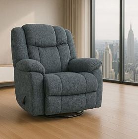 Man Wah Calgary Manual Upholstered Swivel Recliner, Slate