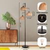 Boho Rattan Floor Lamp - Standing Lamps for Living Room  Dimmable Floor Lamp with Cage Shade, Industrial Farmhouse Floor Lamps Rustic Floor Lamps Vint