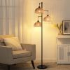 Boho Rattan Floor Lamp - Standing Lamps for Living Room  Dimmable Floor Lamp with Cage Shade, Industrial Farmhouse Floor Lamps Rustic Floor Lamps Vint