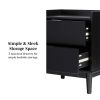 Mid-Century Modern 2-Drawer Solid Wood Nightstand â€“ Black