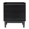 Mid-Century Modern 2-Drawer Solid Wood Nightstand â€“ Black