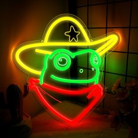 1pc Cowboy Frog LED  Neon Light Sign - Bright & Vibrant On/Off Switch - Energy-Saving, Durable Design - Ideal for Business Bars, Pubs, and Bedroom - N