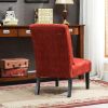 Pisano Contemporary Chenille Fabric Armless Accent Chair with Pillow, Red