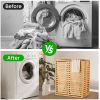 Bamboo Laundry Hamper with Lid â€“ Foldable Clothes Basket with 2-Section Removable Liner Bag, Space-Saving Laundry Sorter for Bathroom, Bedroom, and