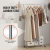 VEVOR Clothes Rack with Wheels, Heavy Duty Clothing Garment Rack with Hanging Rod and Bottom Storage Area, Adjustable Length Clothing Rack, 2 Lockable