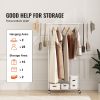 VEVOR Clothes Rack with Wheels, Heavy Duty Clothing Garment Rack with Hanging Rod and Bottom Storage Area, Adjustable Length Clothing Rack, 2 Lockable