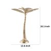 16 Inch Tall Artisan Candle Holder Inspired by A Palm Tree, Iron, Gold