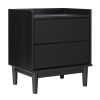 Mid-Century Modern 2-Drawer Solid Wood Nightstand â€“ Black