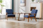 Accent Chairs Set of 2 with Side Table, Mid Century Modern Accent Chair, Wood and Fabric Armchairs Side Chair, Lounge Reading Comfy Arm Chair for Livi