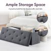 Folding Storage Ottoman Bench, Ottoman Foot Rest, End of Bed Bench, Storage Chest, with Flipping Lid, for Living Room, Bedroom, Entryway, 47 Inches, G