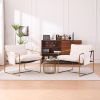 2 Chairs in 1 Box, Upholstered Hanging Armchair with Arm PocketsMetal frame, gold-plated craftsmanship, crushed foam cushions and skin-friendly woven