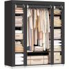 Portable Wardrobe Closet, Freestanding Clothes Rack with Non-Woven Dust Cover, 12 Compartments Storage Organizer, 59 X 17.7 X 69 Inches, Black, for Be