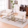 2 Chairs in 1 Box, Upholstered Hanging Armchair with Arm PocketsMetal frame, gold-plated craftsmanship, crushed foam cushions and skin-friendly woven