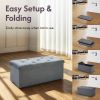 Folding Storage Ottoman Bench, Ottoman Foot Rest, End of Bed Bench, Storage Chest, for Living Room, Bedroom, Entryway, 30 Inches, Gray