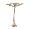 16 Inch Tall Artisan Candle Holder Inspired by A Palm Tree, Iron, Gold