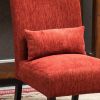 Pisano Contemporary Chenille Fabric Armless Accent Chair with Pillow, Red