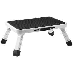 VEVOR Step Stool 1-Step 330lbs Capacity, Folding Steel Step Ladder 3 Adjustable Height, Portable Toddler Step Stools for Adults, Non-Slip Sturdy Step