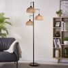 Boho Rattan Floor Lamp - Standing Lamps for Living Room  Dimmable Floor Lamp with Cage Shade, Industrial Farmhouse Floor Lamps Rustic Floor Lamps Vint