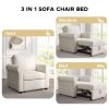3-in-1 Sofa Bed Chair, Convertible Sleeper Chair Bed,Adjust Backrest Into a Sofa,Lounger Chair,Single Bed,Modern Chair Bed Sleeper for Adults,White(Ol