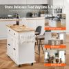 VEVOR Kitchen Island Cart with Solid Wood Top, 35.4" Width Mobile Carts with Storage Cabinet, Rolling Kitchen Table with Spice Rack, Towel Rack, and D