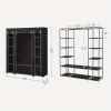 Portable Wardrobe Closet, Freestanding Clothes Rack with Non-Woven Dust Cover, 12 Compartments Storage Organizer, 59 X 17.7 X 69 Inches, Black, for Be