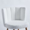 Modern WHITE dining chair(set of 2 ) with iron tube wood color legs, shorthair cushions and comfortable backrest, suitable for dining room, living roo
