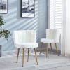 Modern WHITE dining chair(set of 2 ) with iron tube wood color legs, shorthair cushions and comfortable backrest, suitable for dining room, living roo
