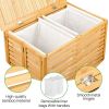 Bamboo Laundry Hamper with Lid â€“ Foldable Clothes Basket with 2-Section Removable Liner Bag, Space-Saving Laundry Sorter for Bathroom, Bedroom, and