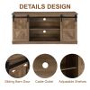 58" Farmhouse TV Stand and Entertainment Center for Televisions up to 65 Inchs,with Sliding Barn Doors and Storage Cabinets,Natural Brown