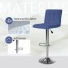 Bar Stools 1 Set of 2, Counter Height Bar Stools, Square Cushion Bar Stools with Back, Footstool, Cafe, Blue, 2 pieces