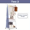Stainless Steel Rolling Garment Rack with 2-Tier Shelves and 2 Hooks, Portable Metal and Plastic Clothes Organizer, Multipurpose Home Office Clothing
