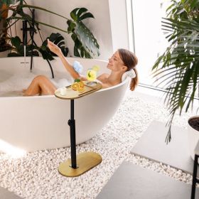 Bath Tub Tray Table, Liftable Freestanding Bamboo Bath Tray Caddy for Tub Against Wall, Bath Table Tray Tub Shelf Bathroom Organizer Shelf for Luxury