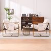 2 Chairs in 1 Box, Upholstered Hanging Armchair with Arm PocketsMetal frame, gold-plated craftsmanship, crushed foam cushions and skin-friendly woven