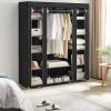 Portable Wardrobe Closet, Freestanding Clothes Rack with Non-Woven Dust Cover, 12 Compartments Storage Organizer, 59 X 17.7 X 69 Inches, Black, for Be