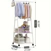 Stainless Steel Rolling Garment Rack with 2-Tier Shelves and 2 Hooks, Portable Metal and Plastic Clothes Organizer, Multipurpose Home Office Clothing