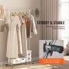 VEVOR Clothes Rack with Wheels, Heavy Duty Clothing Garment Rack with Hanging Rod and Bottom Storage Area, Adjustable Length Clothing Rack, 2 Lockable
