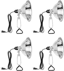 Clamp Lamp Light with 8.5 Inch Adjustable Aluminum Reflector and 6 Feet Cord, up to 150W E26 Socket (no Bulb Included), Silver and Black, 4 Pack