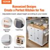 VEVOR Kitchen Island Cart with Solid Wood Top, 35.4" Width Mobile Carts with Storage Cabinet, Rolling Kitchen Table with Spice Rack, Towel Rack, and D