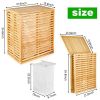 Bamboo Laundry Hamper with Lid â€“ Foldable Clothes Basket with 2-Section Removable Liner Bag, Space-Saving Laundry Sorter for Bathroom, Bedroom, and