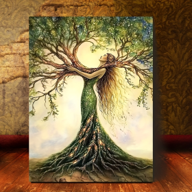 Room Decor 1pc Tree Of Life Canvas Art Print, Wooden Framed Nature-Inspired Wall Decor For Living Room, Bedroom, Office, Cafe - Unique Gift Idea, (Option: 32X24inch)
