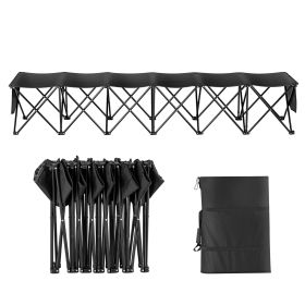 VEVOR 6 Seat Portable Folding Sport Bench Outdoor Camping Chair With Carry Bag (Color: Black)