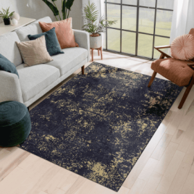 LOOM  LUXE 5x8 Area Rug For Bedroom, Washable Rug, Low-Pile, Non-Slip, Non-Shedding, Foldable, Kid Pet Friendly - Area Rugs For Living Room, Bedr (Color: Black)