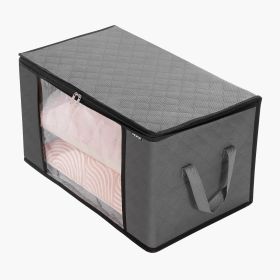 6 Packs 60L Oversized Blanket Storage Bags Sturdy Fabric Clothes Storage Containers For King Comforter Bedding Pillow Sheet, Grey (Color: Dark Grey)