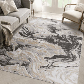 LOOM  LUXE Collection 5X7 Grey  Abstract Non-Shedding Living Room Bedroom Dining Home Office Stylish And Stain Resistant Area Rug (Color: Grey)