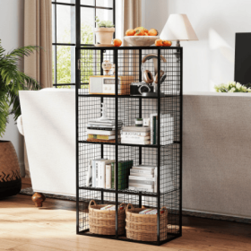 Wire Storage Cube, 8 Cube Metal Storage Organizer , Display Modular Bookshelf Shelf, Closet Cabinet For Bedroom, Office, Black (Color: Black)