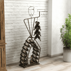 Unique Design Wine Bakers Rack, Freestanding Wine Rack With Storage Bottle, Wine Storage Home Bar For Liquor And Wine, Organizer For Kitchen, Din (Option: Antique brown)
