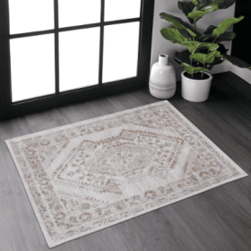 LOOM  LUXE Collection 2X3 Cream Ivory Bordered Non-Shedding Living Room Bedroom Dining Home Office Stylish And Stain Resistant Area Rug (Option: Cream2)