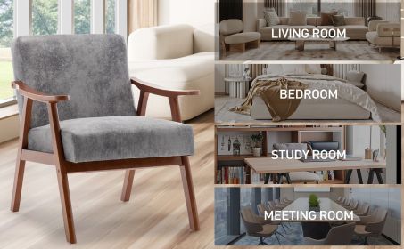 Mid-Century Modern Chair, Living Room Chair with Solid Wood Frame, Accent Chair Extra-Thick Backrest, Wingback Chair for Bedroom, Reading Room, Living (Color: as Pic)